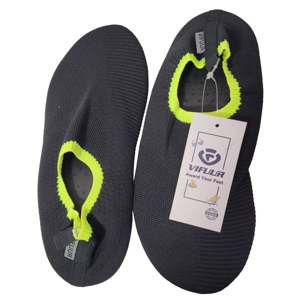 Vifuur Unisex Water Sports Shoes Aqua Socks Barefoot Quick Dry Black 7-8 (38/39)